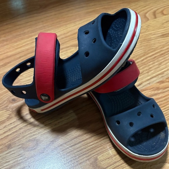 CROCS Blue and Red Sporty Sandals with Adjustable Straps - Picture 1 of 5